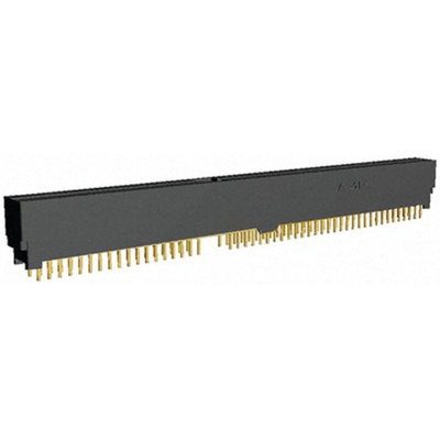 TE Connectivity Female Edge Connector, Through Hole Mount, 104-Contacts, 2.54mm Pitch, 2-Row, Solder Termination