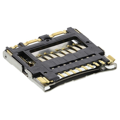 Hirose 8 Way Right Angle Micro SD Memory Card Connector With Solder Termination