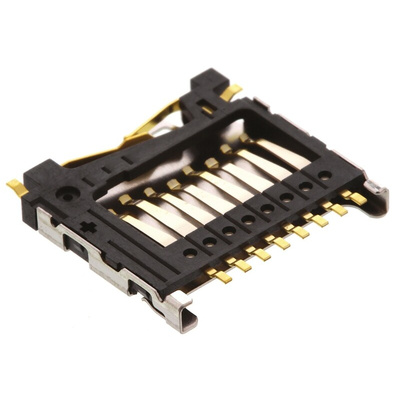 Hirose 8 Way Right Angle Micro SD Memory Card Connector With Solder Termination