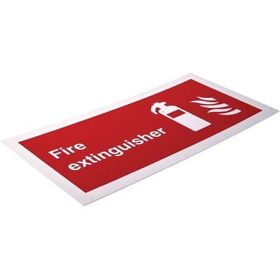 RS PRO Plastic Fire Safety Sign, Fire Extinguisher Sign With English Text Self-Adhesive, 200 x 100mm