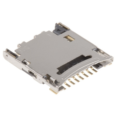 Hirose 8 Way Right Angle Micro SD Memory Card Connector With Solder Termination