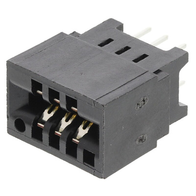 TE Connectivity 100 Series Series Female Edge Connector, Through Hole Mount, 6-Contacts, 2.54mm Pitch, 2-Row, Solder