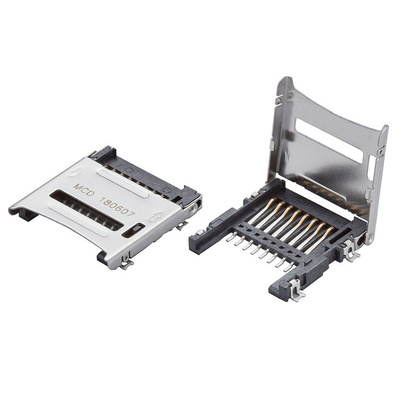 Molex, 47219 8 Way Hinged Micro SD Memory Card Connector With Solder Termination