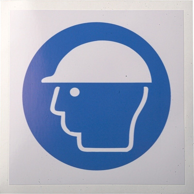 RS PRO Vinyl Mandatory Head Protection Sign With Pictogram Only Text