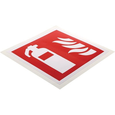 RS PRO Vinyl Fire Safety Sign, Fire Extinguisher Sign With Pictogram Only Self-Adhesive, 100 x 100mm