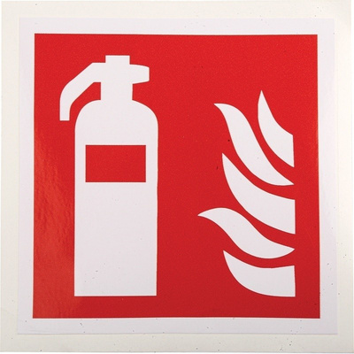 RS PRO Vinyl Fire Safety Sign, Fire Extinguisher Sign With Pictogram Only Self-Adhesive, 100 x 100mm