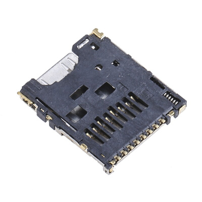 Hirose 8 Way Right Angle Micro SD Memory Card Connector With Solder Termination