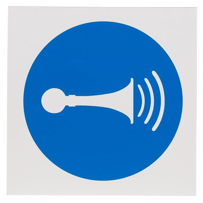 RS PRO Plastic Mandatory Sound Horn Sign With Pictogram Only Text