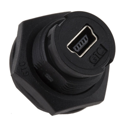 RS PRO Straight, Panel Mount, Socket Type Mini B IP67 USB Connector