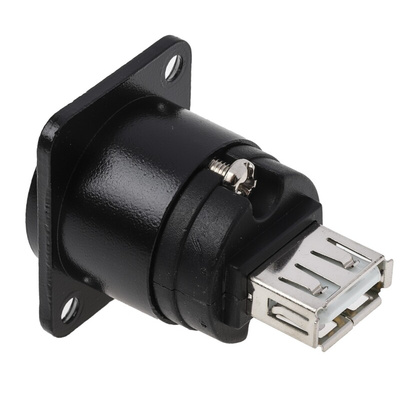 RS PRO Straight, Panel Mount, Socket to Socket Type B to A 2.0 USB Connector