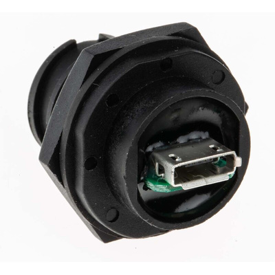 RS PRO Straight, Panel Mount, Socket to Socket Type Micro AB to Micro AB IP67 USB Connector