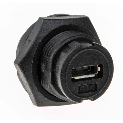 RS PRO Straight, Panel Mount, Socket to Socket Type Micro AB to Micro AB IP67 USB Connector