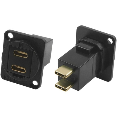 RS PRO Straight, Panel Mount, Female to Male Type C USB Connector