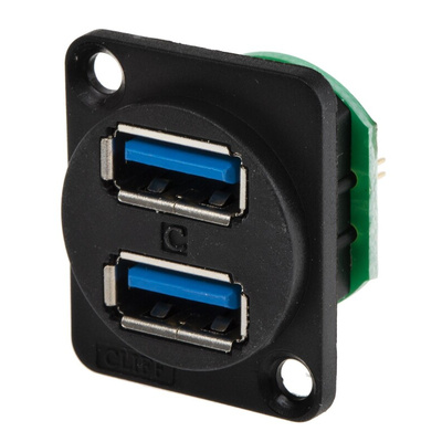 RS PRO Straight, Panel Mount, Socket Type A 3.0 USB Connector