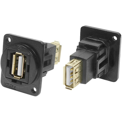RS PRO Straight, Panel Mount, Socket Type A to A 2.0 USB Connector