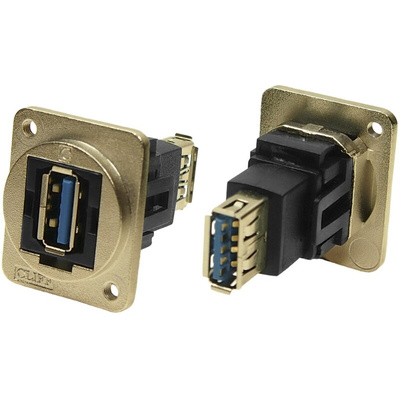 RS PRO Straight, Panel Mount, Socket to Socket Type A to A 3.0 USB Connector