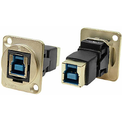 RS PRO Straight, Panel Mount, Socket to Socket Type B to B 3.0 IP40 Feedthrough USB Connector