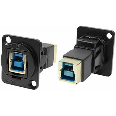 RS PRO Straight, Panel Mount, Socket to Socket Type B to B 3.0 IP40 Feedthrough USB Connector