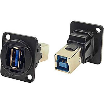 RS PRO Straight, Panel Mount, Socket Type A to B 3.0 IP40 Feedthrough USB Connector