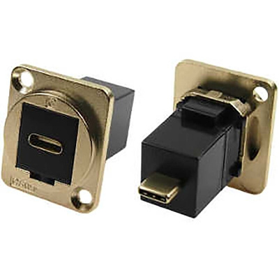 RS PRO Straight, Panel Mount, Female to Male Type C IP40 Feedthrough USB Connector