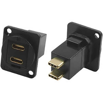 RS PRO Straight, Panel Mount, Female to Male Type C IP40 Feedthrough USB Connector