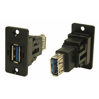 RS PRO Straight, Panel Mount, Socket to Socket Type A to A 3.0 USB Connector