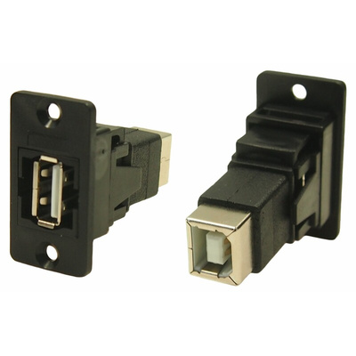 RS PRO Straight, Panel Mount, Socket to Socket Type A to B 2.0 USB Connector