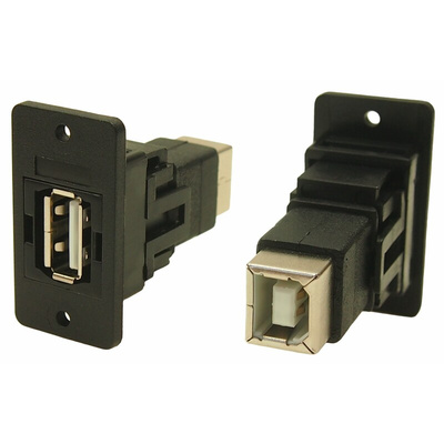 RS PRO Straight, Panel Mount, Socket to Socket Type A to B 2.0 USB Connector