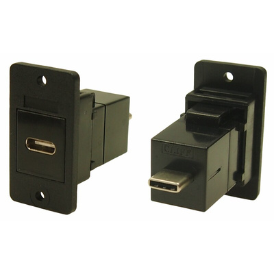 RS PRO Straight, Panel Mount, Female to Male Type USB-C USB Connector