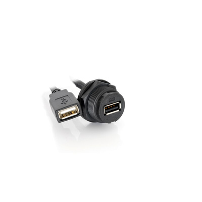RS PRO Straight, Panel Mount, Socket Type A 2.0 IP67 Type A USB Connector