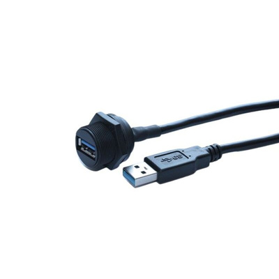 RS PRO Straight, Panel Mount, Socket Type A 3.0 IP67 Type A USB Connector