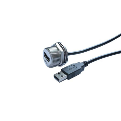 RS PRO Straight, Panel Mount, Socket Type A 2.0 IP68 Type A USB Connector