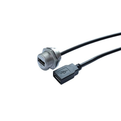 RS PRO Straight, Panel Mount, Socket Type A 2.0 IP68 Type A USB Connector