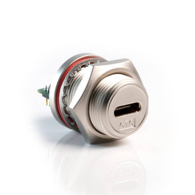 RS PRO Straight, Panel Mount, Socket Type C 3.1 IP68 USB C Connector