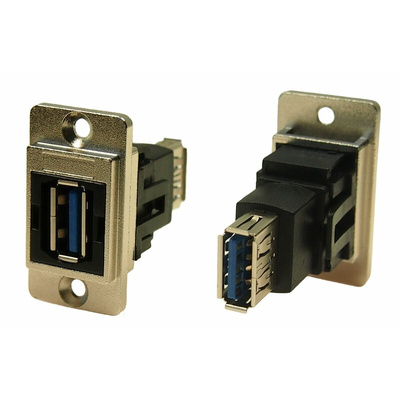 RS PRO Straight, Panel Mount, Socket to Socket Type A to A 3.0 USB Connector