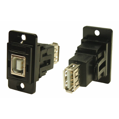 RS PRO Straight, Panel Mount, Socket to Socket Type B to A 2.0 USB Connector