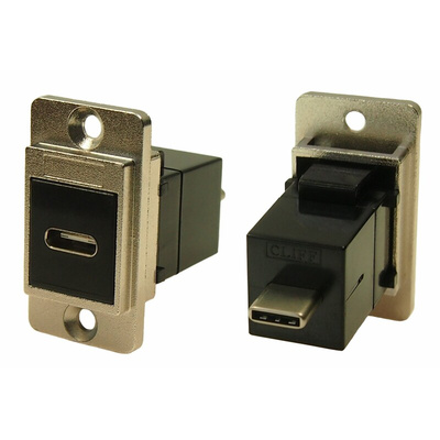 RS PRO Straight, Panel Mount, Female to Male Type USB-C USB Connector
