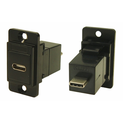 RS PRO Straight, Panel Mount, Female to Male Type USB-C USB Connector