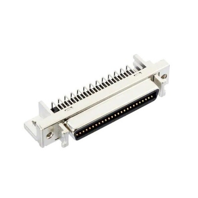 3M, 102 Female 50 Pin Right Angle Through Hole SCSI Connector 2.54mm Pitch, Solder