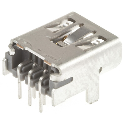 Molex Right Angle, Through Hole, Socket Type Micro AB 2.0 USB Connector