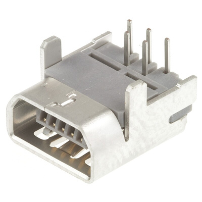Molex Right Angle, Through Hole, Socket Type Micro AB 2.0 USB Connector