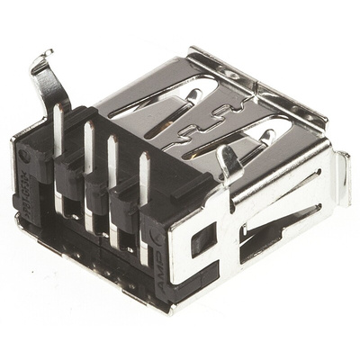TE Connectivity Right Angle, Through Hole, Socket Type A 2.0 USB Connector