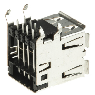 TE Connectivity Right Angle, Through Hole, Socket Type A 2.0 USB Connector