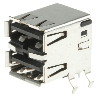 TE Connectivity Right Angle, Through Hole, Socket Type A 2.0 USB Connector
