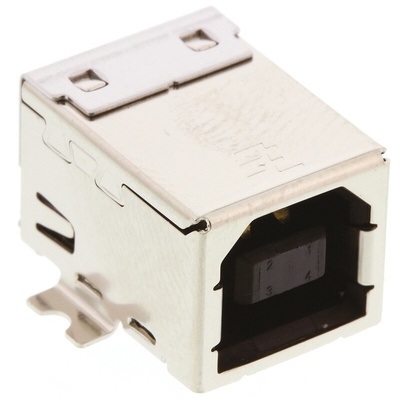 TE Connectivity Right Angle, SMT, Socket Type B USB Connector
