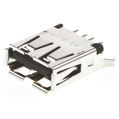 TE Connectivity Straight, Through Hole, Socket Type A USB Connector