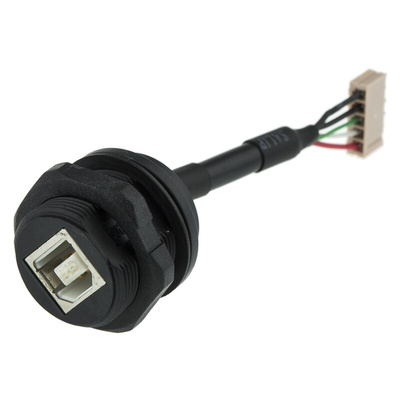 Amphenol Socapex Straight, Jam Nut, Male to Female Type B 2.0 USB Connector