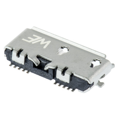 Wurth Elektronik Right Angle, SMT, Socket Type B 3.0 USB Connector