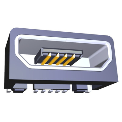 TE Connectivity Right Angle, SMT, Socket Type B 2.0 USB Connector