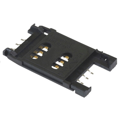 Hirose 6 Way Right Angle Memory Card Connector With Solder Termination